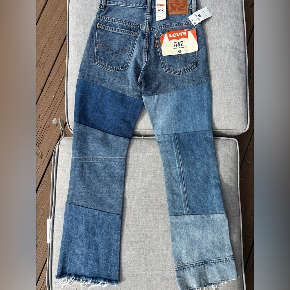 Levi’s 517 Bootcut Cropped Patchwork Jeans Women’s Size 24 NWT